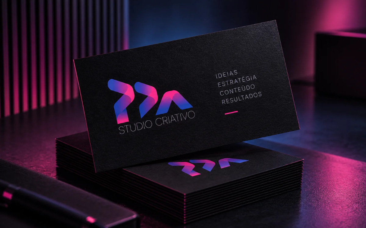 Aplicação da identidade PDA Studio Criativo em cartões
